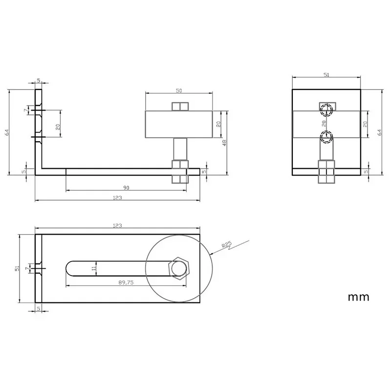 Carbon steel Adjustable Black Powder Coated Bottom Floor Guide Stay Roller Barn Door Hardware