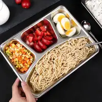 Practical  Food Plate BPA Free 2/3/4/5/6 Grids Thicken Divided Plate Easy Clean Rustproof Dinner Plate for School 2