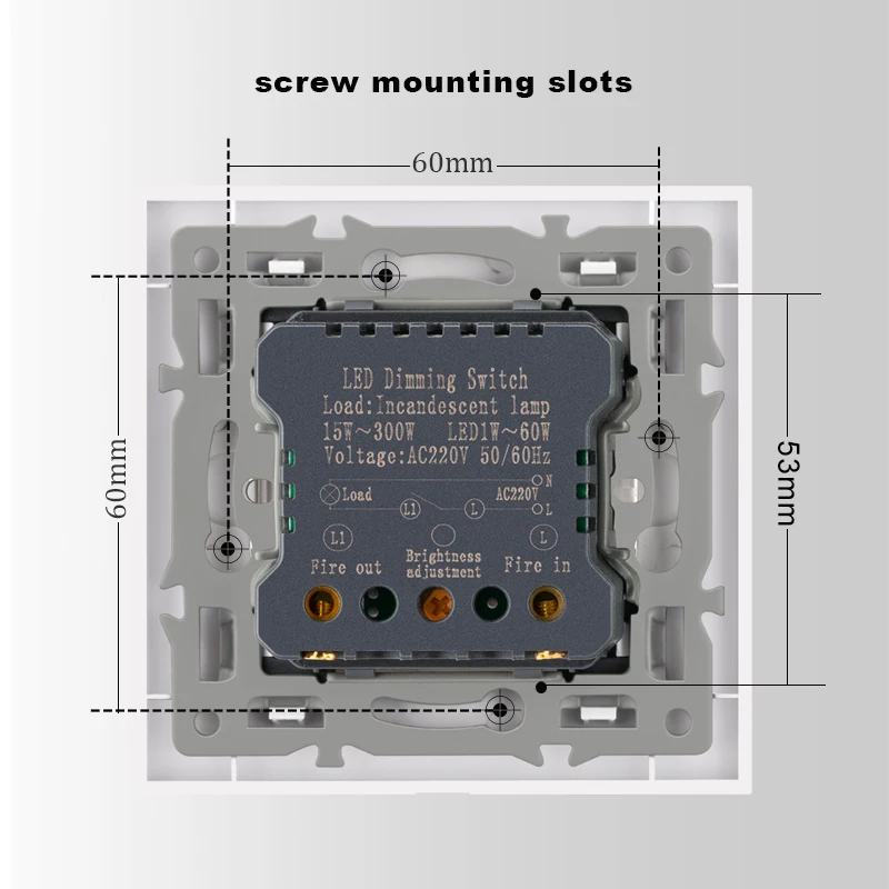 Description Picture 3 of itemEU dimmer is suitable for dimmable led lamp/incandescent lamp glass panel wall lamp switch 3 brightness 15W-300w adjustable