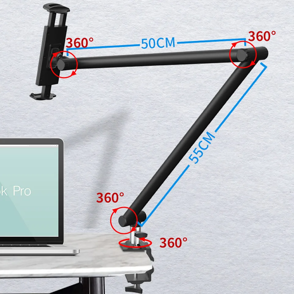 Braço Longo Tablet Stand, Suporte Preguiçoso, Suporte