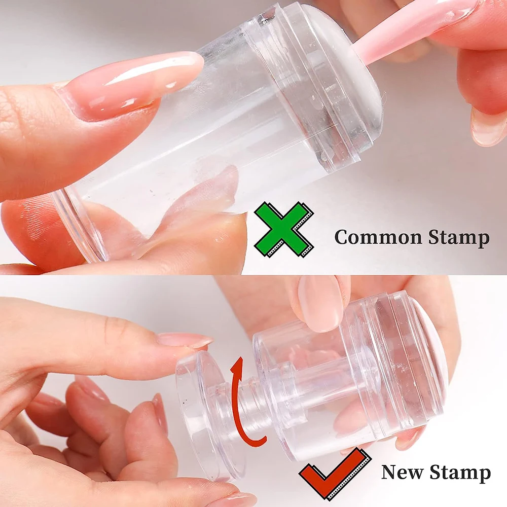 ANGNYA Adjustable Size Nail Stamper Transparent Jelly Silicone Stamp for French Nails Manicuring Kits Nail Art Stamping Tool 4