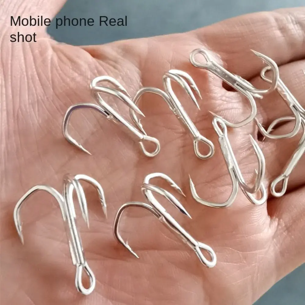 

10Pcs New Anti-rust Ahite Nickel Super Sharp Fishhooks Treble Fishing Hooks High Carbon Steel Matte Tin Hooks Fishing Tackle