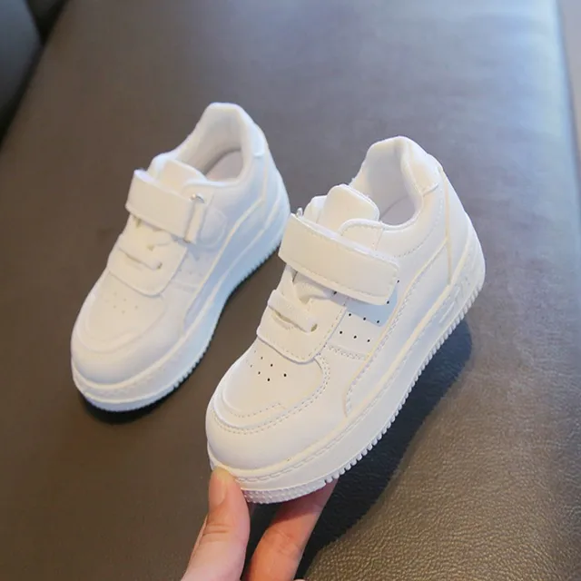 Kids White Leather Sneakers 2