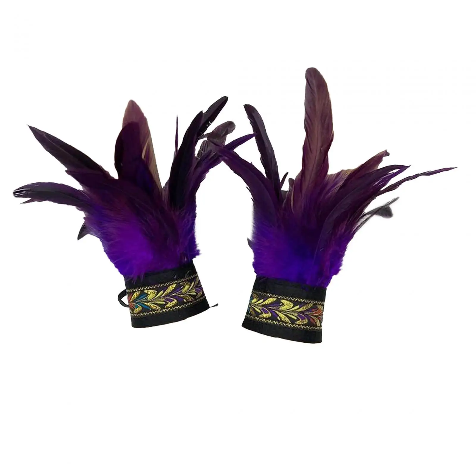 

Feather Wrist Cuffs Cosplay Costume Ladies and Girls Arm Warmers 2 Pieces for Evening Latin Dance Wear Showgirl Party Carnival