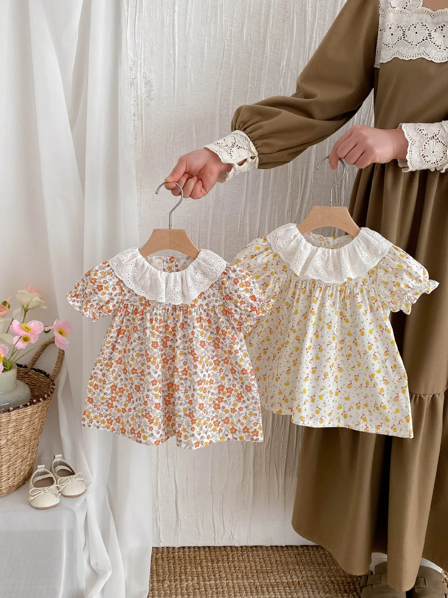 Cute Girls Floral Short Sleeved Summer Dress