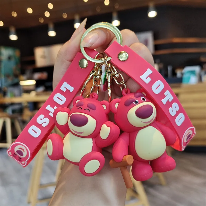 

Disney Anime Toy Story Strawberry Bear Lotso Keychain Cute Figure Cosplay Key Bag Pendant Keyring Collectible Hobby Toys Jewelry