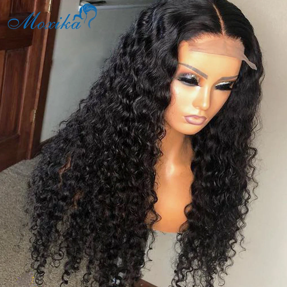 Deep Wave Closure Wig Human Hair Lace Frontal Wigs 180 Lace Front Wig Pre Plucked Bleached Knots Wigs Remy 4x4 Frontal Lace Wig|Human Hair Lace Wigs| - AliExpress