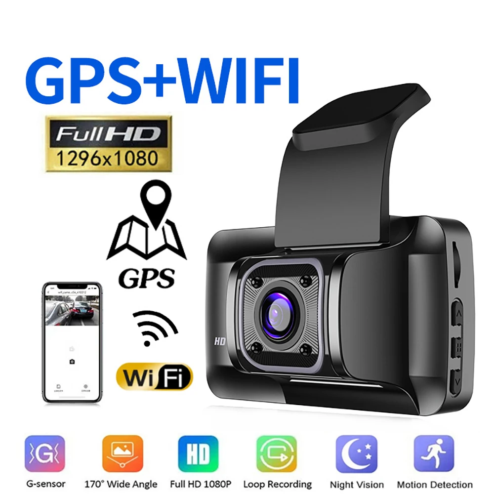 Dash Cam - Dash Cam Front and Rear Wireless, Dashboard Camera Recorder with  G-Sensor & 1080P Night Vision, Wide Angle Lens Car Camera for Car