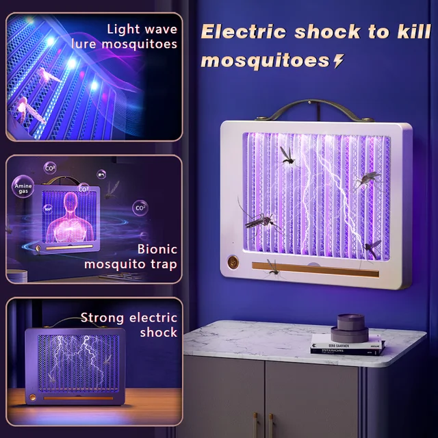 2023 Új Elektromos Ütés Szúnyog Gyilkos Lámpa Falra Tartó Hordozható Uv Csapda Légy Hiba Bug Zapper Usb Újratölthető Taszító - Image 3