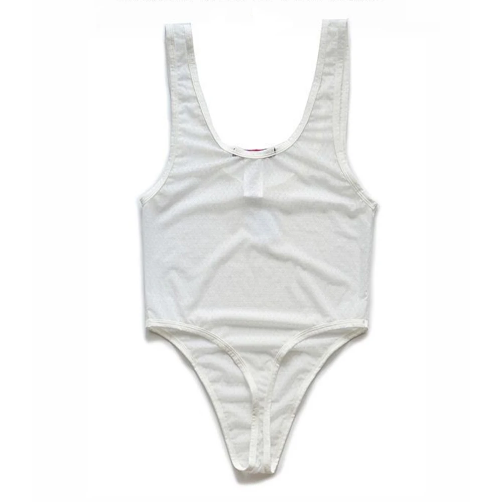 Description Picture 6 of itemMen sexy tight mesh see-through jumpsuit body shaping fitness home breathable personalized comfort solid color underwear for men