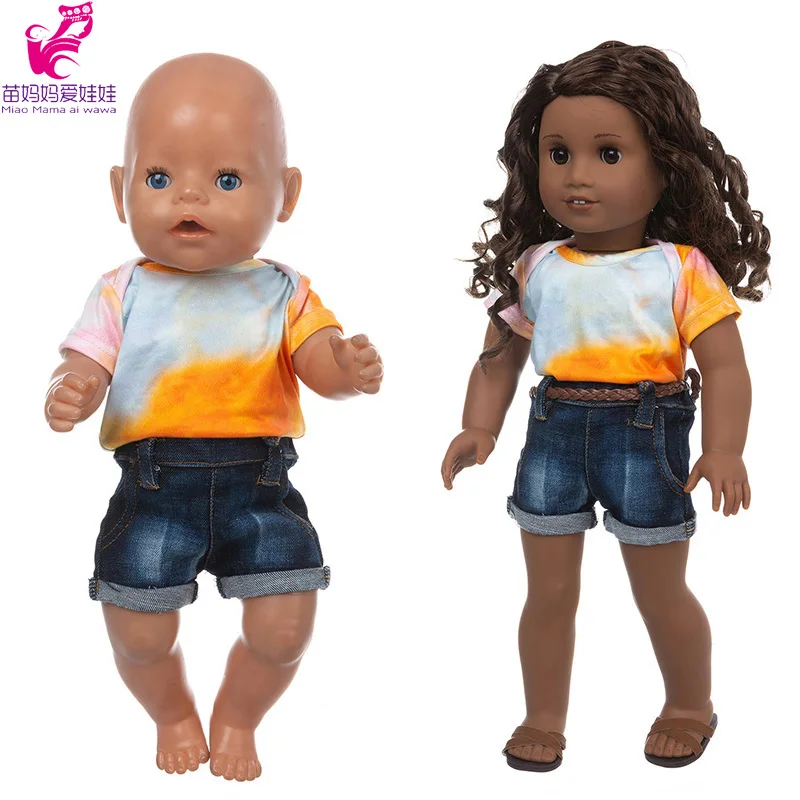 43Cm Vestiti Per Bambole Pantaloni Da Camicia Da Cowboy 40Cm Nenuco Ropa Y Su Hermanita 18 "American Og Girl Doll Vestiti Jeans Corti
