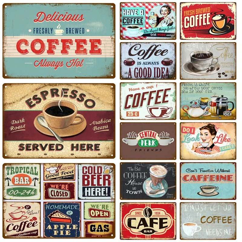 Plaque Metal Vintage Kitchen Coffee | Metal Decor Accessories | Vintage ...