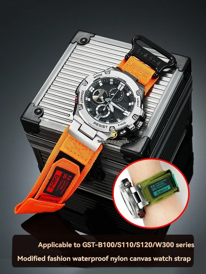 Nylon Canvas Watch Band for Casio 5513 G-SHOCK GST-B100 S110 S120