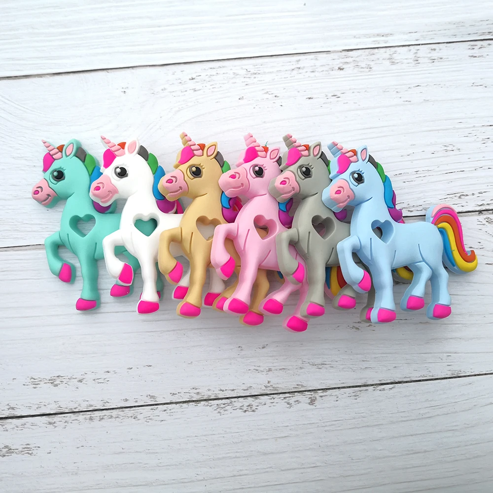 Food Grade Silicone Teethers DIY Animal Unicorn Infant Baby Silicone Chew Charms Cartoon Kids Teething Gift Toddler Toys Pendant 5