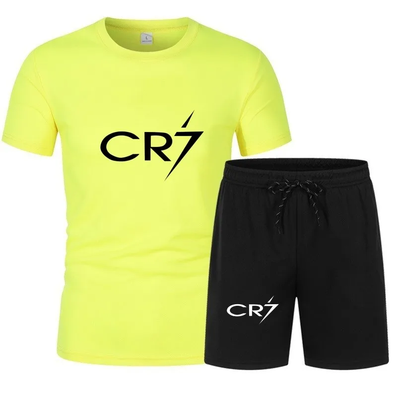 Mens Sets 2024 Summer Suit CR7 T Shirts and Shorts Fashion Football Basketball Jogging Fitness Gym Outfit Clothes Short Set Men 5