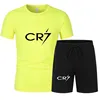 Mens Sets 2024 Summer Suit CR7 T Shirts and Shorts Fashion Football Basketball Jogging Fitness Gym Outfit Clothes Short Set Men 5