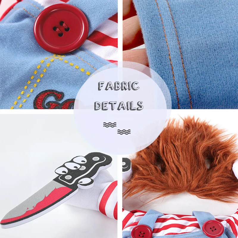 Lustige Hunde-Cosplay-Kleidung Welpen-Party-Verkleidung Outfit Chihuahua Deadly Doll Set Halloween-Kostüm für S-XL Hunde Katzen – Detail 16