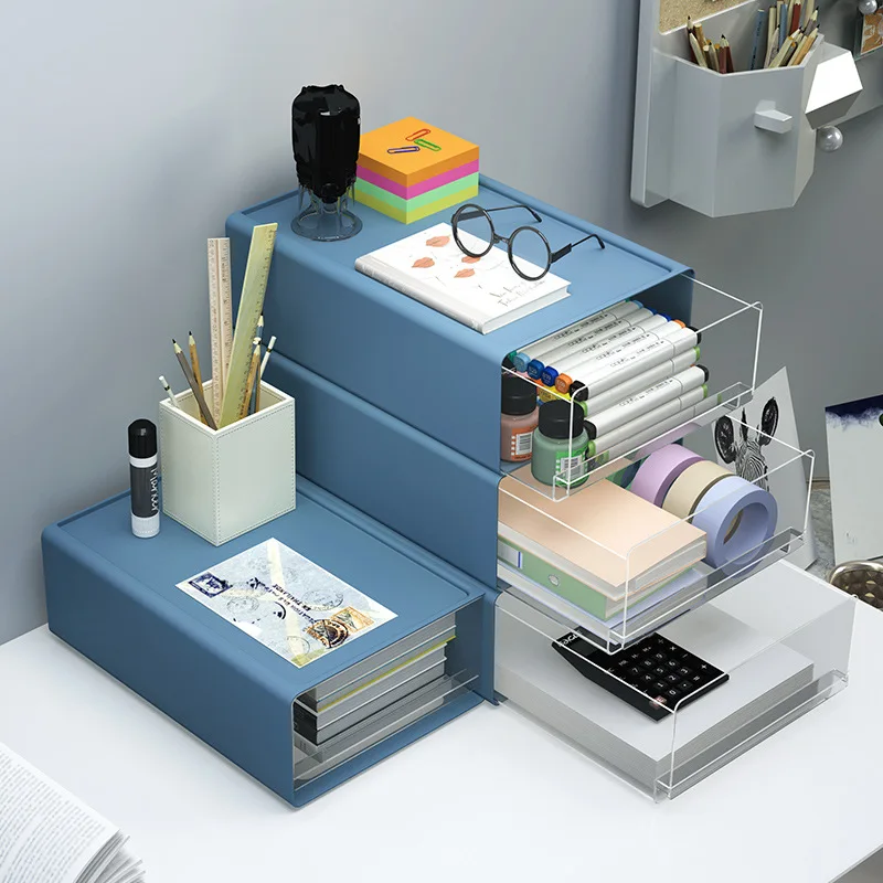

Desktop Plastic Storage Box Drawer Type Sundries Toy Holder Stationery Makeup Cabinet Home Office Organizer Container Stackable