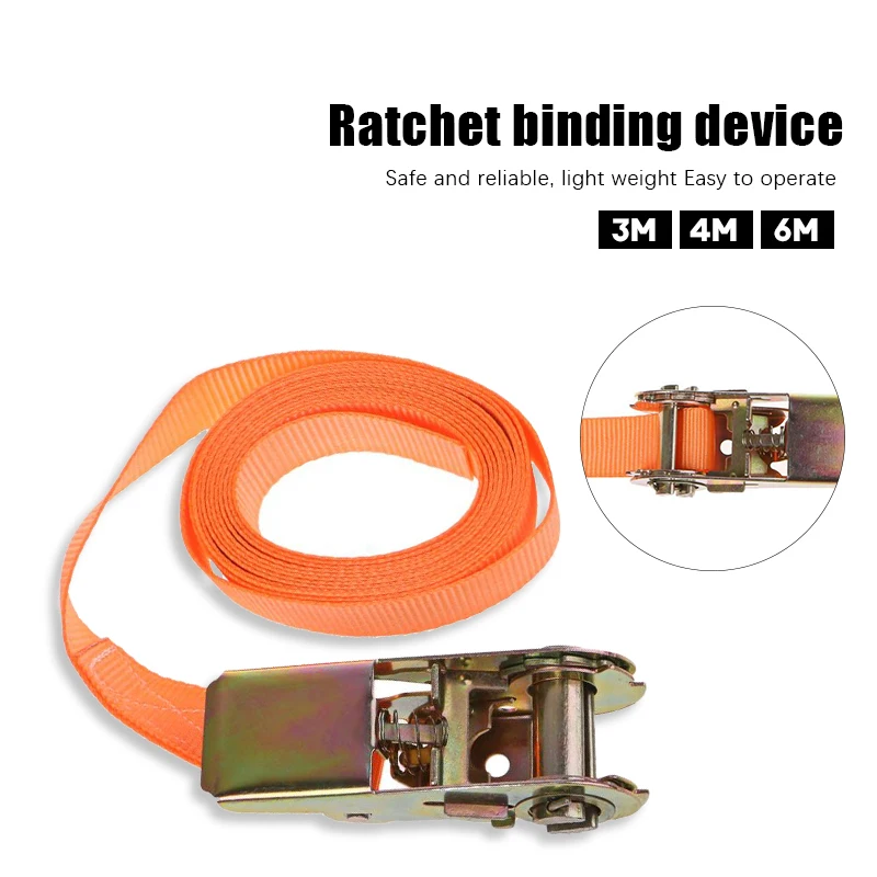 Tensioning Belts Orange Porable Heavy Duty Tie Down Cargo Strap Luggage Lashing Strong Ratchet Strap Belt With Metal Buckle