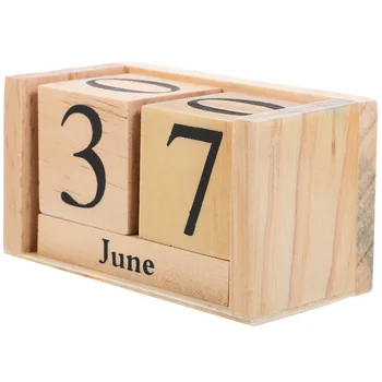 Calendario da tavolo 2025 per uso domestico, blocco di legno, decorativo, perpetuo, elegante, da tavolo