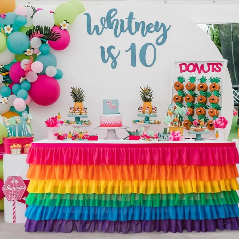 Tulle Table Skirt Tutu Ruffled Chiffon Tablecloth For Wedding Baby Shower Girls Birthday Party and Cake Dessert Table Decoration