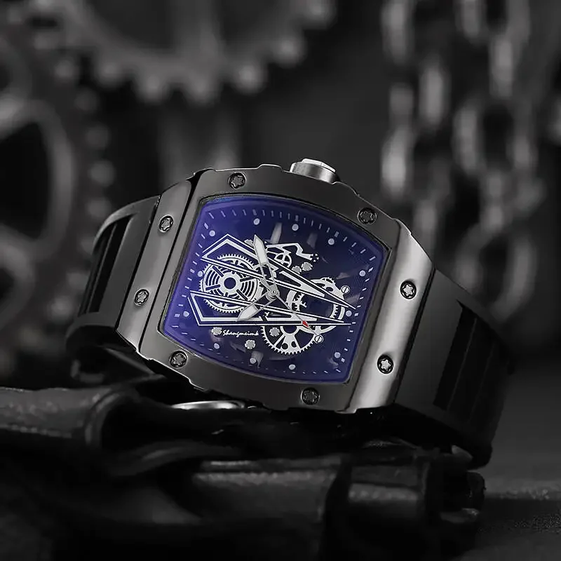 Casual Silicone Band Men's Luxury Sports Quartz Watch with Large Dial