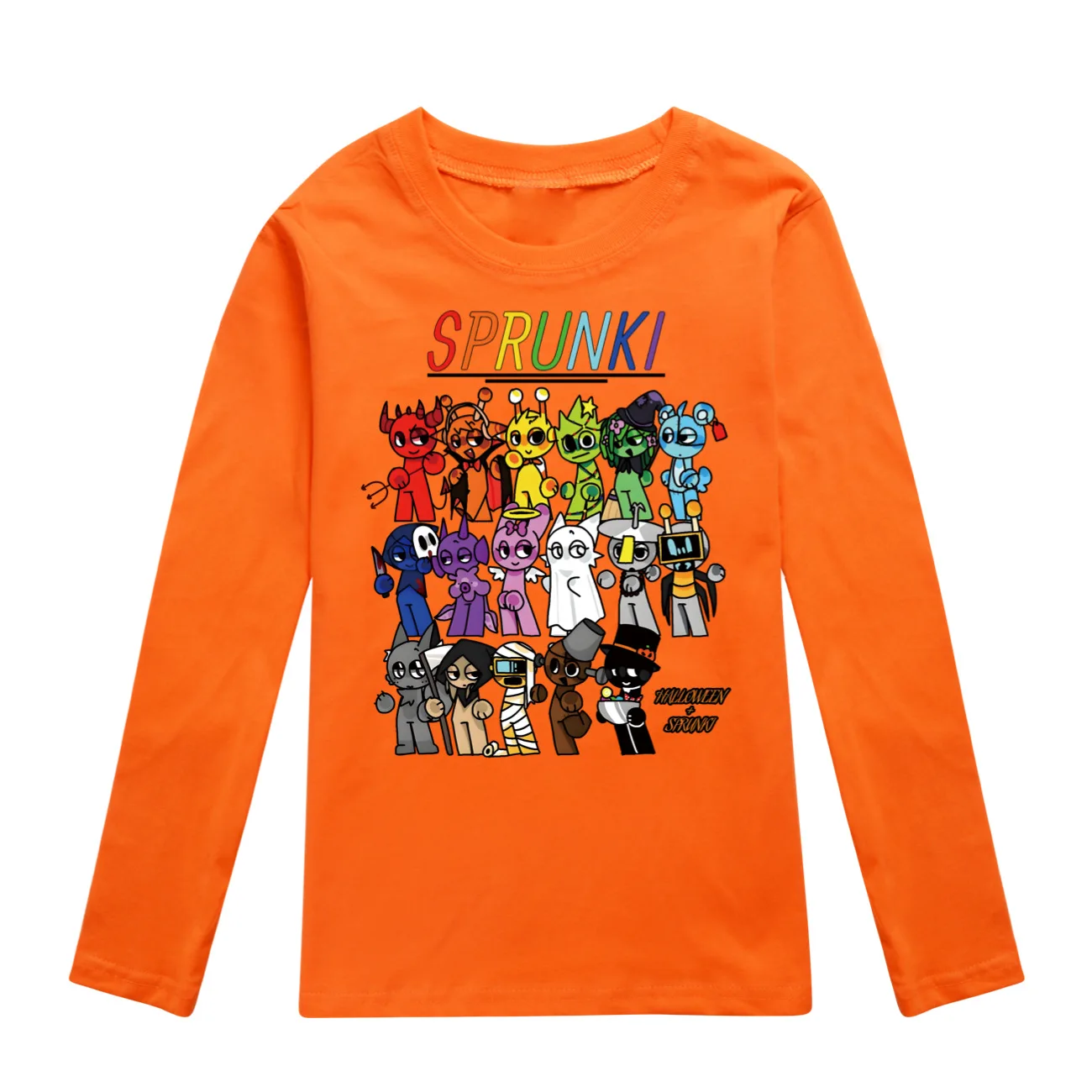 Cute Sprunki Tshirt Kids Clothes Teenager Boys O-Neck Cartoon Casual T-shirts Girls Long Sleeve Tops Children's Clothing 3