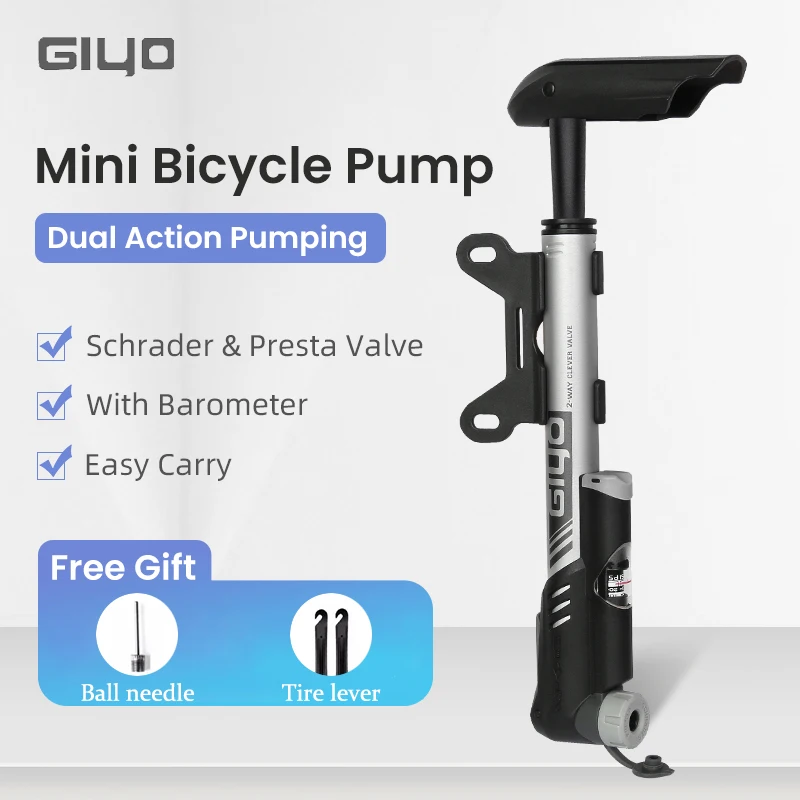 GIYO Bike Pump with Pressure Gauge - Mini Portable Bicycle Tire Pump - –  Ruida Cycling