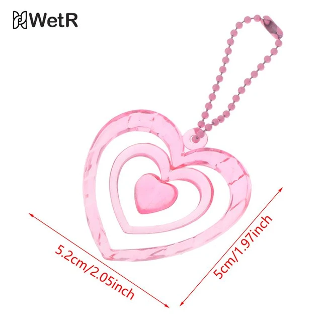 Y2K Aesthetic Heart Keychain Cute Enamel Keychain in Pink 