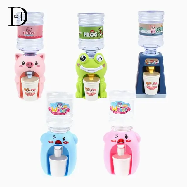 Mini Water Dispenser For Children Kids Gift Cute Cold/Warm Water Juice Milk Drinking Fountain Simulation Cartoon Pig Kitchen Toy 1