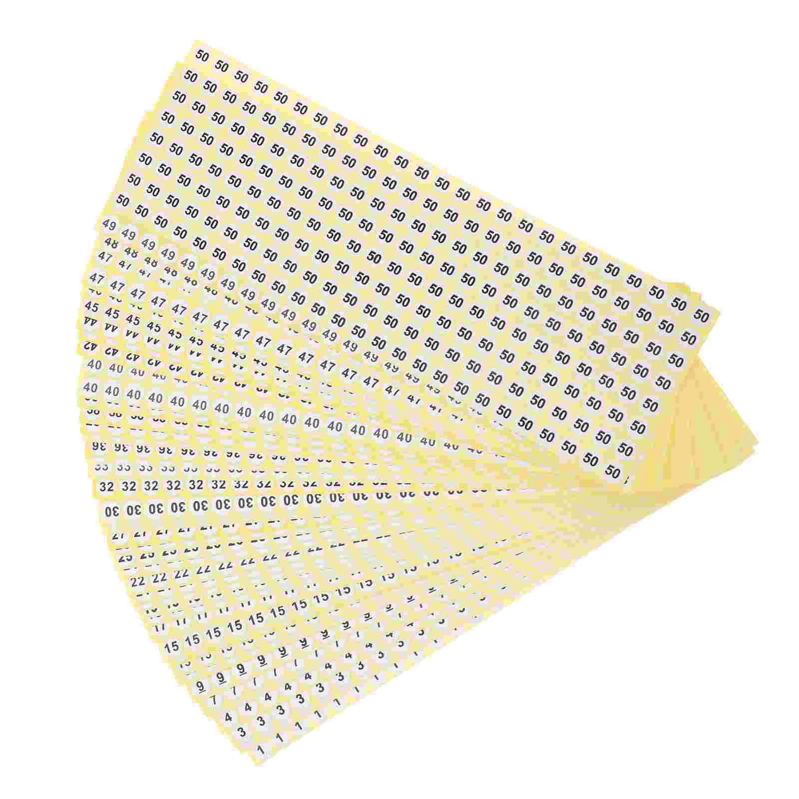 

50 Sheets Serial Number Sticker Clothes for Classification Round Sign Stickers Numbered Digital Label Hoodie Date Multi-use