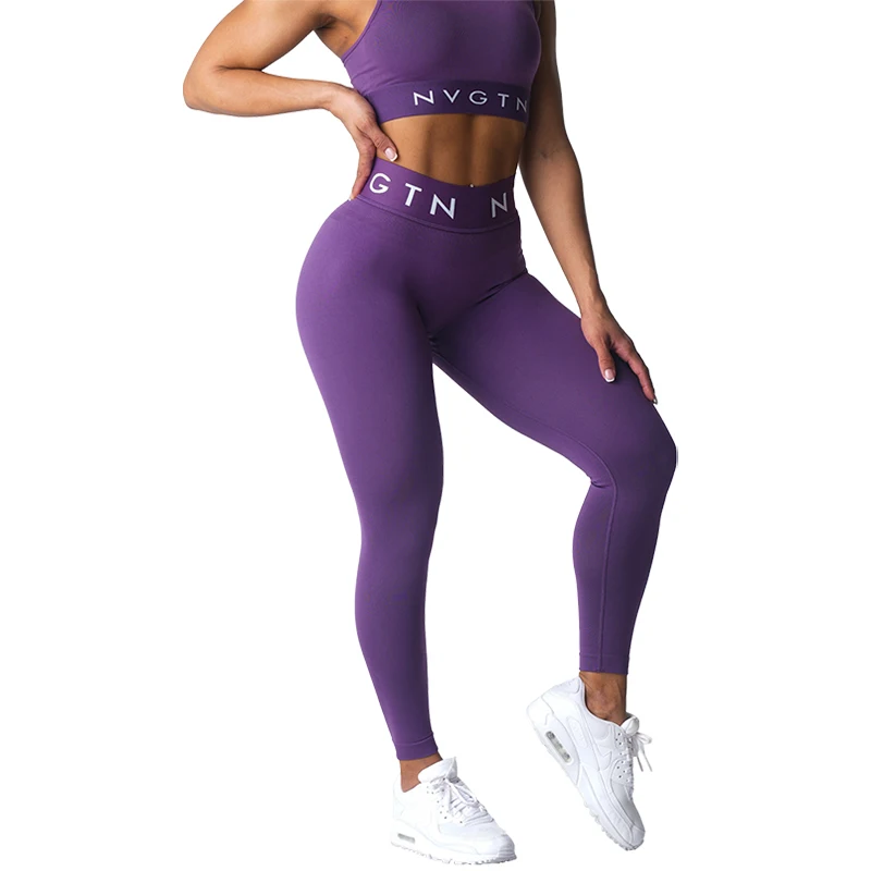 Nvgtn sport nahtlose gamaschen spandex strumpfhose frau fitness elastisch atmungsaktiv hüft heben freizeit sport laufen — изображение 3