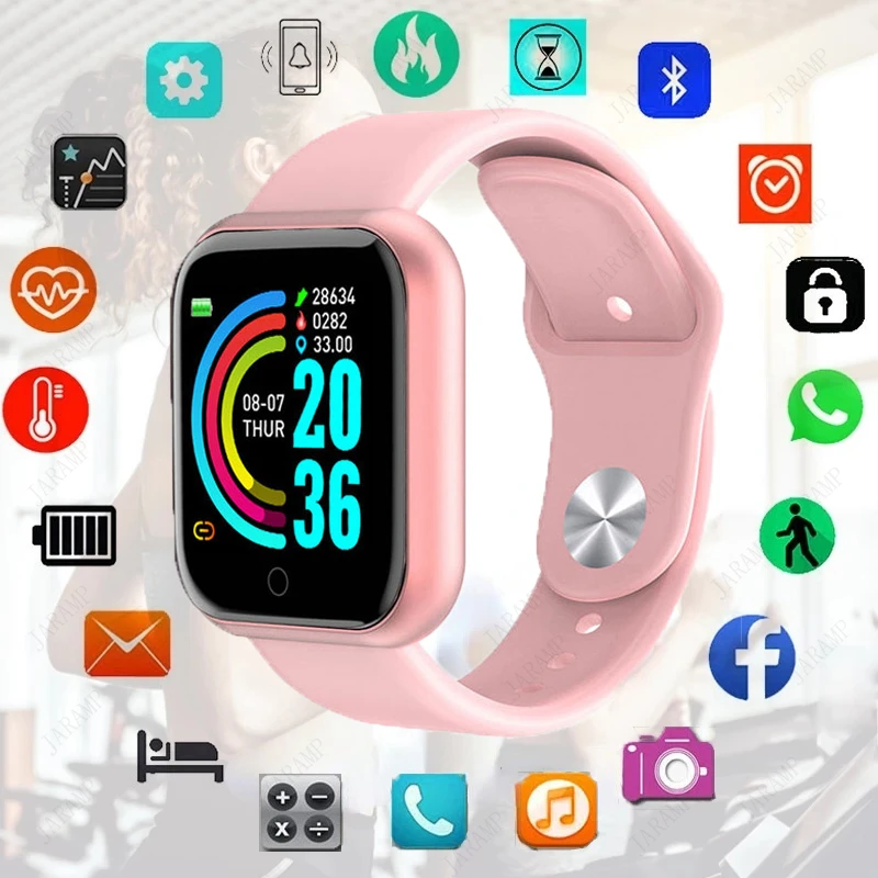 2022 D20 Plus Smart Bracelet Band 1.44 inch Fitness Tracker Heart Rate Monitor Sports Mode Smart Watch Men Women Smartwatch Y68