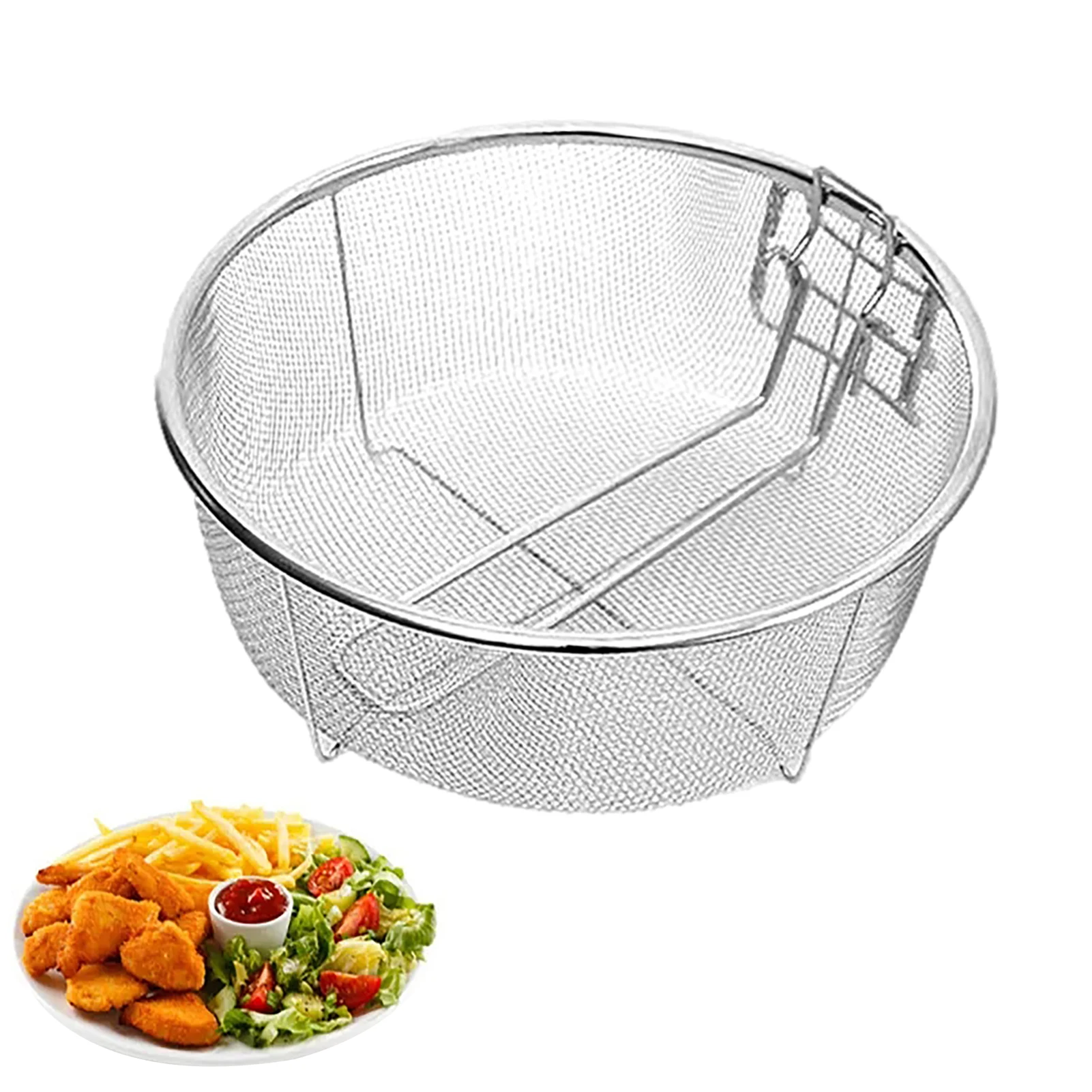 Écumoire De Cuisine Jaune En Acier Inoxydable – Passoire Cuillère Multifonction Pour Friture, Œufs, Légumes