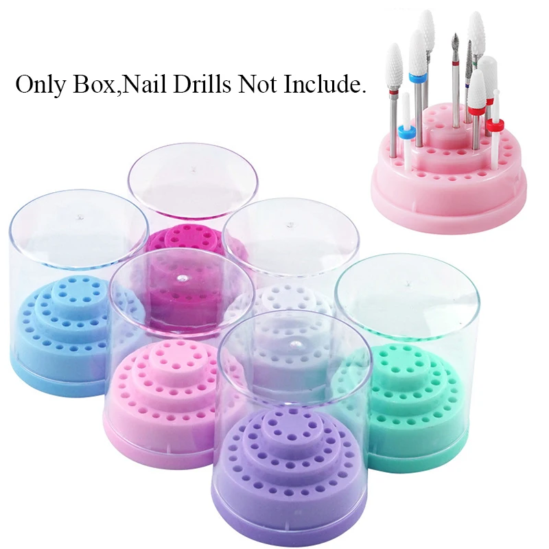 

48 Holes Acrylic Nail Drill Bits Holder Manicure Milling Empty Storage Box Stand Cutter Container Nail Accessories Tool YZL2