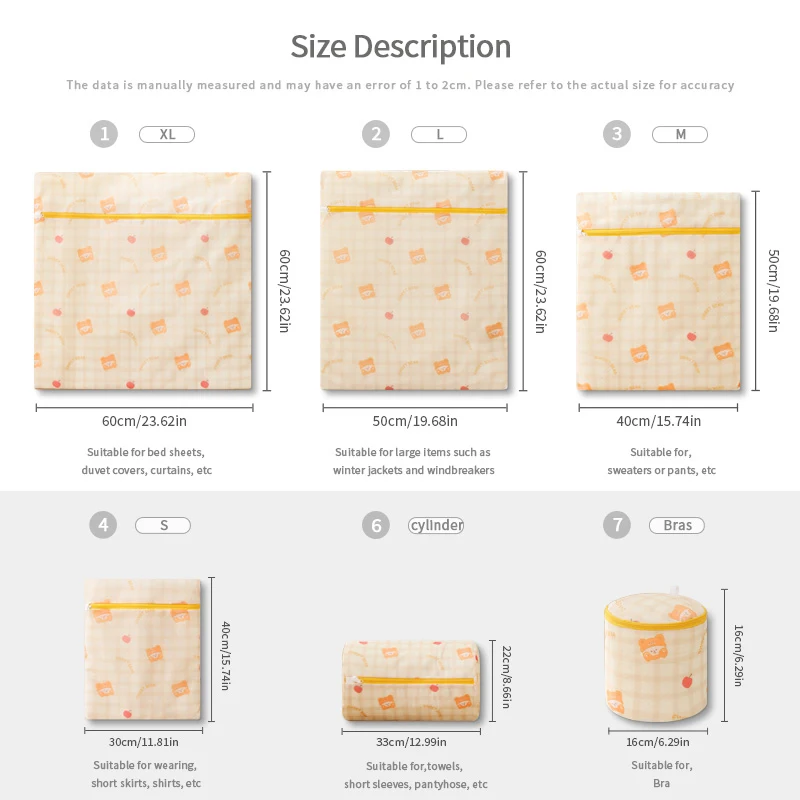 Cartoon Bear Laundry Bag Cute Print Washing Bag For Washing Machine Washroom Organize Dirty Clothes Storage Pouch Laundry Bags 6