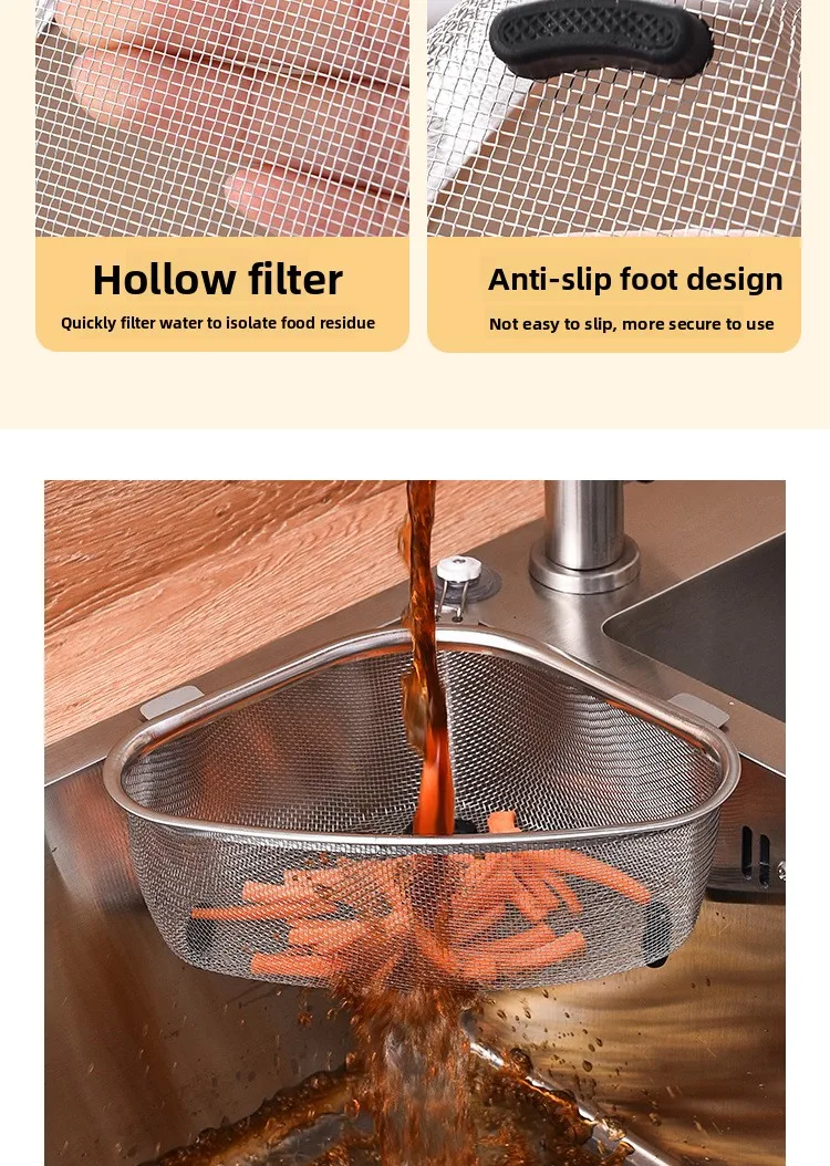 Stainless Steel Sink Storage Drain Basket, Dishwashing Sink Leftovers, Anti-Clogging Strainer Basket S84807007fc5c4ccf9c441528f9a4e774D