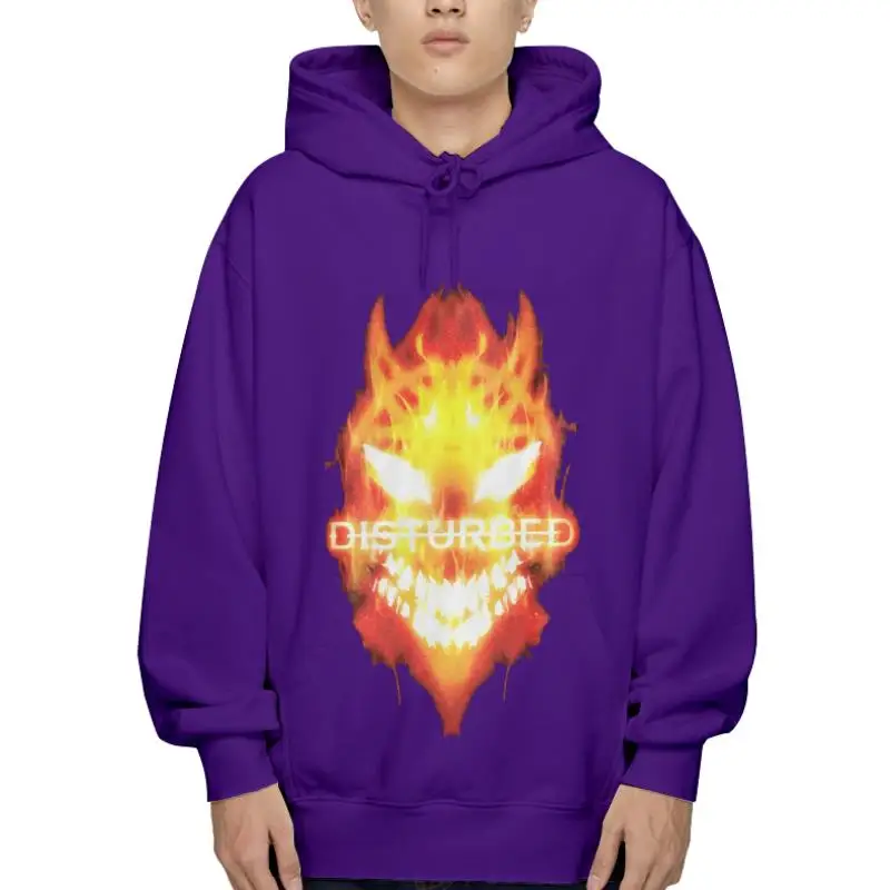 

Hoody Disturbed Men'S Flaming Guy Outerwear Black Fleeceness Hoody