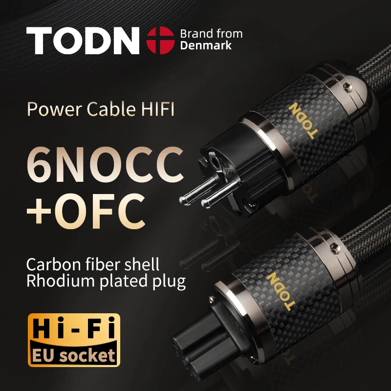 TODN power cable hifi OCC&OFC high end audio cable EU/US Carbon fiber