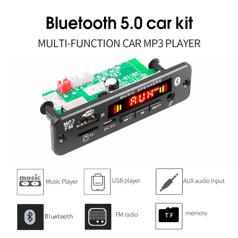 40W kebidu Bluetooth 5.0 MP3 Player Decoder Board 2*20W 12V Amplifier FM Radio TF USB AUX Module Bluetooth Receiver Car kit mp3 music player
