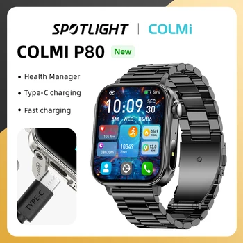 COLMI P80 Tipo-c Smartwatch Uomo Donna Salute Manager Chiamata Bluetooth IP67 Torcia impermeabile Smart Watch per Xiaomi iOS Phone