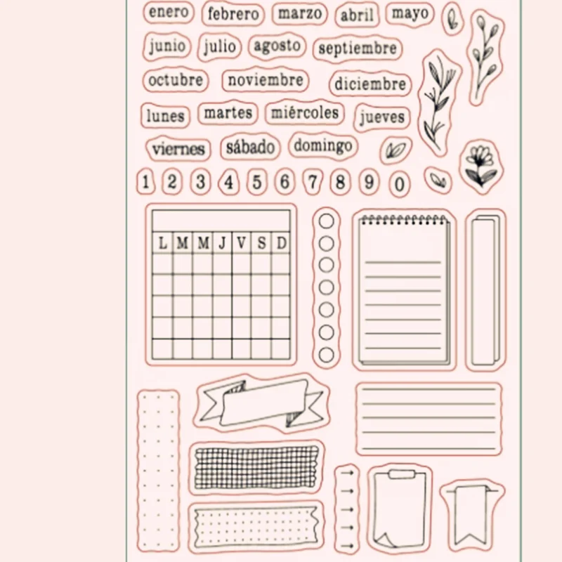 Spanish Word Planner Week Calendar Clear Stamp Transparent Silicone Stamp Seal Sheet For Scrapbooking Photo Album Decoration