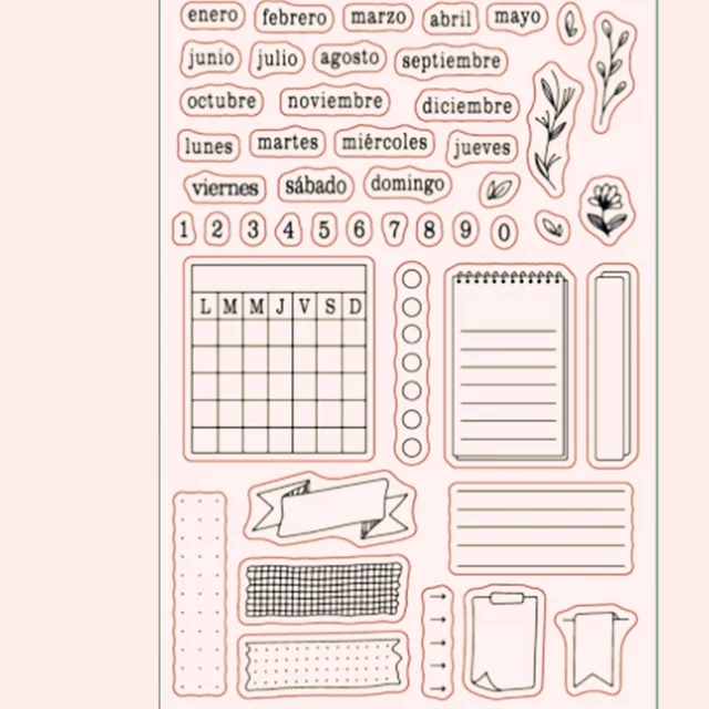 new spanish word planner week calendar Clear Stamp Transparent Silicone  Stamp Seal Sheet For Scrapbooking Photo Album Decoration - AliExpress