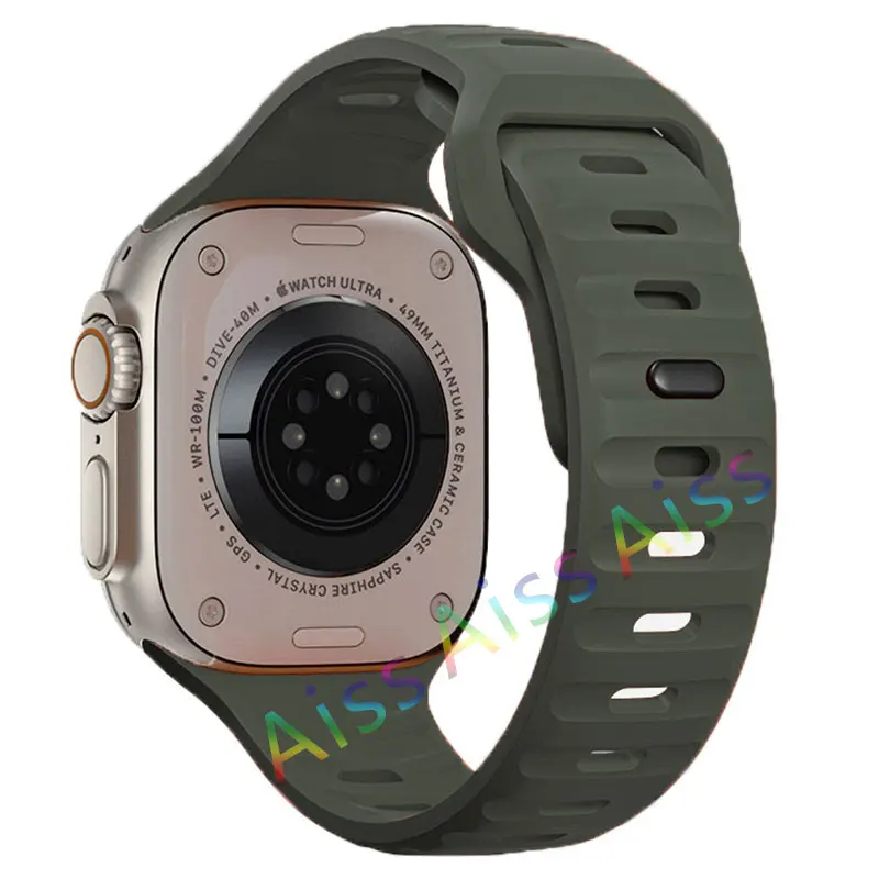 ตัวเลือกสินค้า สายซิลิโคนสีส้มกันน้ำ สำหรับ Apple Watch ทุกรุ่น