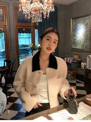 New Women's Coat 2023 Autumn and Winter Lamb Wool One-piece Women's Fur Short Jacket Lapel Faux Fur Coat Woman Clothing