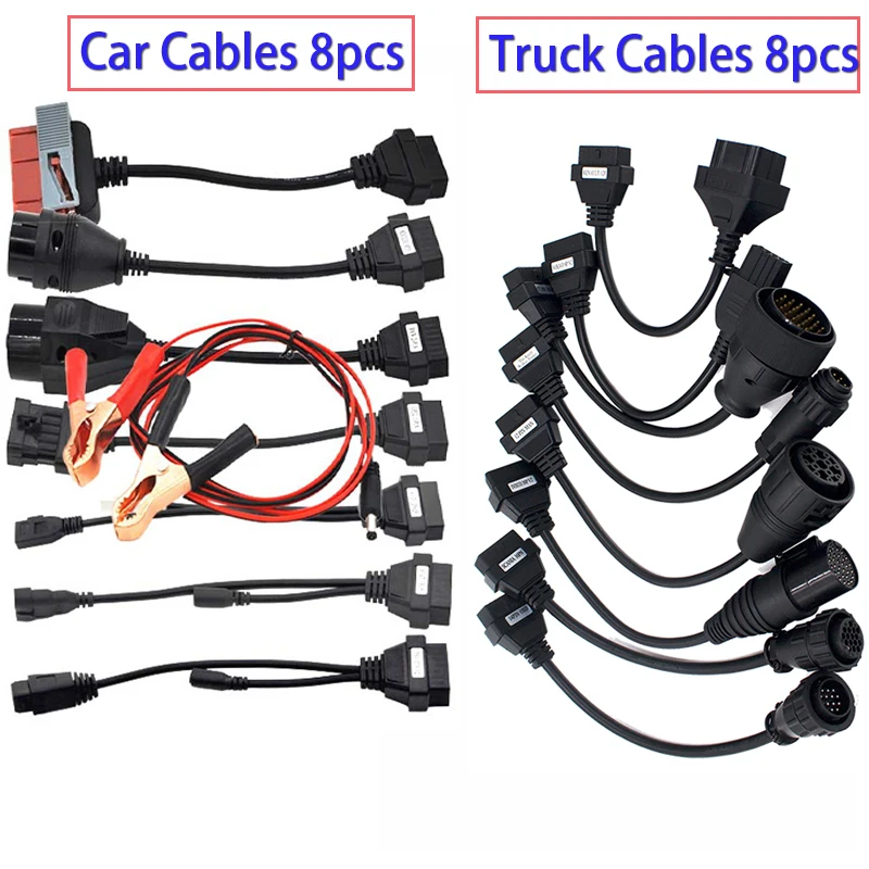 

TCS PLUS Pro Car Cable Full Set 8pcs Truck Diagnostic Connector Adapter For Autocom CDP Pro MERCEDES /vOLVO OBD2 Scanner