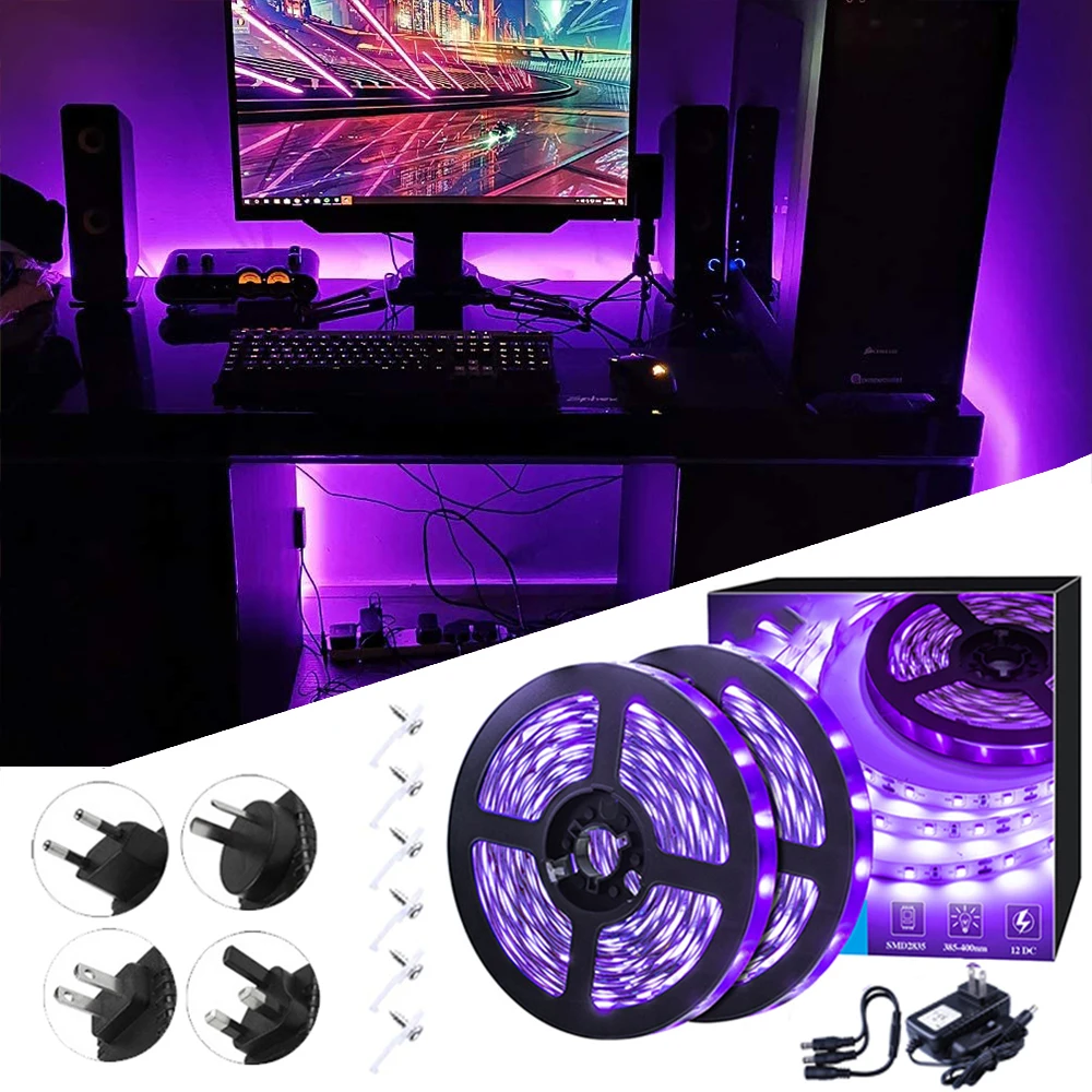 Kit de bande de lumière noire UV LED, lampe ultraviolette, lumière noire  pour lueur dans la nuit, scène de fête, mariage, Halloween, salle de jeux,  DJ, 12V - AliExpress