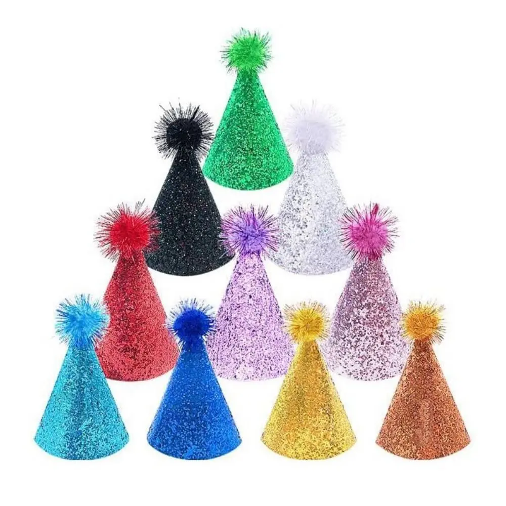 Pet Birthday Caps With Ball Cat Dog Costume Sequin Headwear Cap Hat Christmas Party Pet Accessories Decoration 2