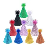 Pet Birthday Caps With Ball Cat Dog Costume Sequin Headwear Cap Hat Christmas Party Pet Accessories Decoration 2