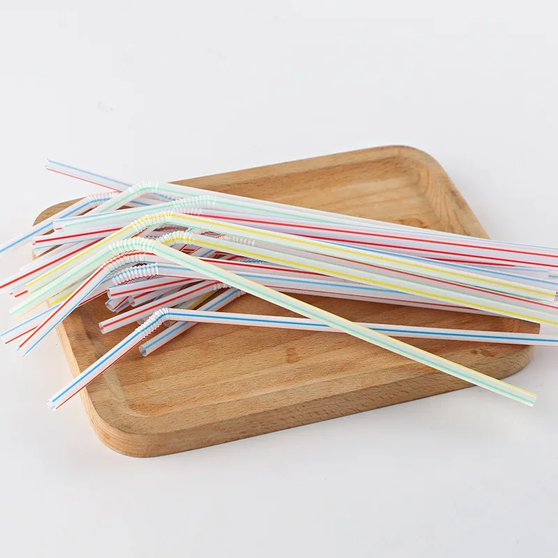 100Pcs Colorful Disposable Plastic Curved Drinking Straws Reusable Straw 21cm Wedding Party Bar Drink Accessories Birthday